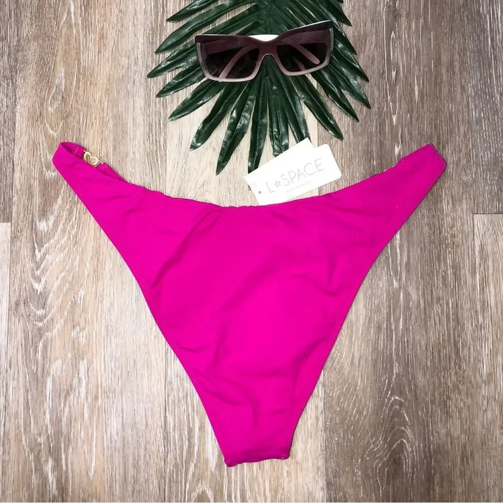 L*Space Ziggy Bikini Bottom in Bougainvillea Pink XL NWT